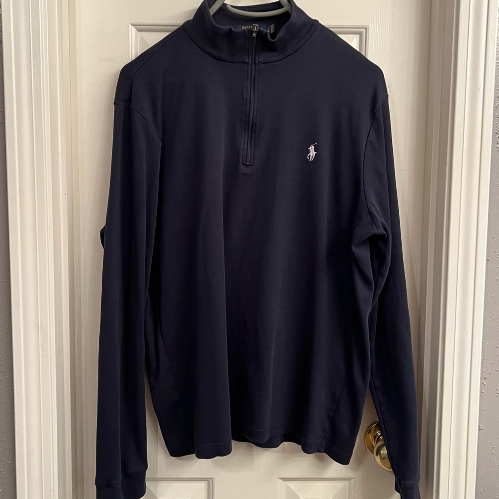 Mens Polo Light Weight Pullover Large Navy Blue